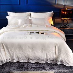 100% cotton bedding set luxury lace princess bedroom set queen king size Bedspread flat sheet set Embroidery Duvet cover