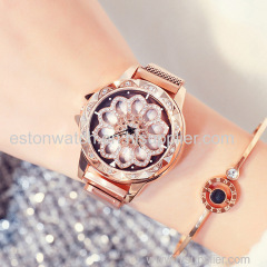 Starry magnetic mesh strap lady watches