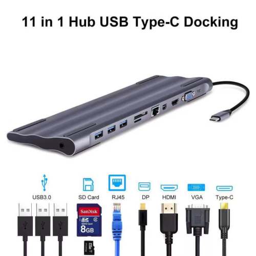 MC 11 in 1 USB 3.0 USB C HUB to HDMI 4K for Macbook Pro 3 Ports USB C HUB with Hub 3.0 PD TF SD Reader for Type C Laptop