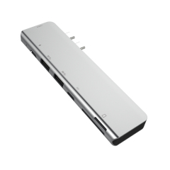 MC Aluminium Dual USB C Hub with 2*USB3.0 SD/TF Card Reader TypeC Hub Charging Thunderbolt Data Transfer for Macbook Pro
