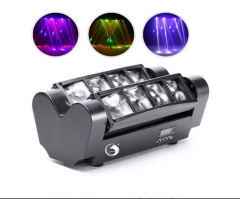 euroliteLED Moving Head Light Mini Spider 8x3W with RGBW 4 Color LED Light Disco Lamp DMX512 Portable Stage Light