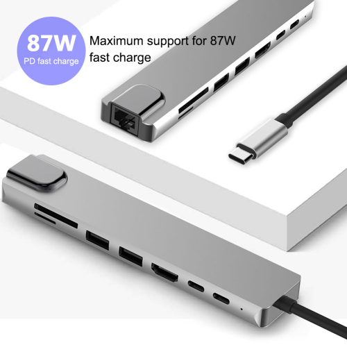 MC 8-In-1 Type C Hub USB C to HDMI USB 3.0 Ports USB 2.0 Port SD/TF Card Reader USB-C Power Delivery for MacBook Pro