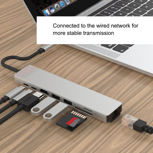 MC 8-In-1 Type C Hub USB C to HDMI USB 3.0 Ports USB 2.0 Port SD/TF Card Reader USB-C Power Delivery for MacBook Pro