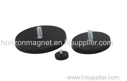 External Threaded Rubber Coated Pot Magnet