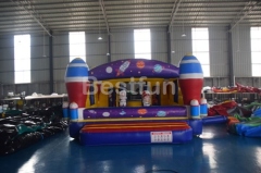 Commercial inflatable bounce house with rocket theme