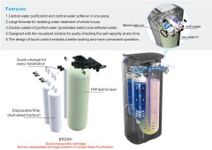 Automatic backwash water filter mixed together with water softener in one cabinet