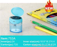 Barreled plastic single hole double hole pencil sharpener