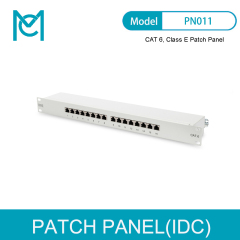 MC CAT 6 Class E Patch Panel Shielded 16-Port RJ45 8P8C LSA 1U Rack Mount Color Grey RAL 7035