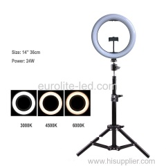 euroliteLED 14 Inch Ring light Photography Ring Lamp Makeup LED with Stand Hot Shoe for Camera and Smart Phone