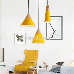 euroliteLED 9W Yellow Nordic Individual Solid Wood Single-Head Small Chandelier Creative Dining Room