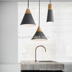 euroliteLED 9W Black Nordic Individual Solid Wood Single-Head Small Chandelier Creative Dining Room