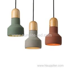 euroliteLED Green Industrial Retro Style Creative Single Head Small Chandelier Cement Solid Wood Living Room