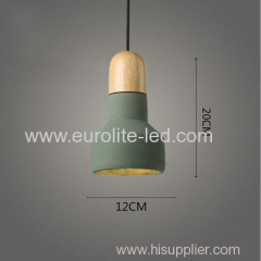 euroliteLED Green Industrial Retro Style Creative Single Head Small Chandelier Cement Solid Wood Living Room