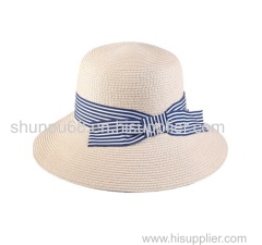 paper braid bucket hat with bowknot