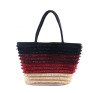 Multi Color Braid Striped Straw Beach Bag