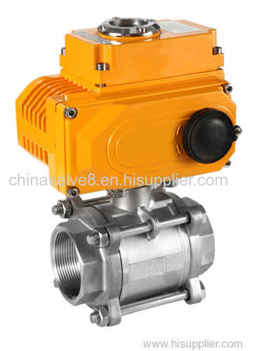 China 24v Motorized 2 Way 3pcs Stainless Steel Ball Valve