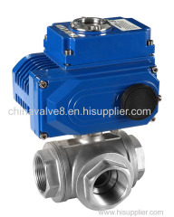 Stainless Steel Npt Thread 3 Way Ball Valve with 12v 24v 110v 220v 380v Electric Actuator