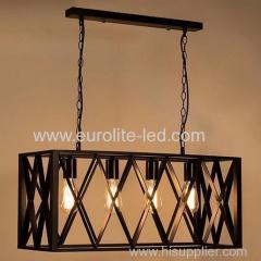 euroliteLED 4W*4 Industrial Retro Style Grid Chandelier Wrought Iron Material Chandelier Lighting Lamps Cafe Bar