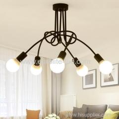 euroliteLED 3Head Black Wrought Iron Ceiling Lamp Creative Personality Spider Chandelier Living Room Bedroom Led Light
