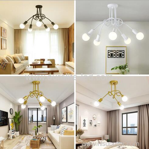 euroliteLED 3Head Gold Wrought Iron Ceiling Lamp Creative Personality Spider Chandelier Living Room Bedroom Led Light