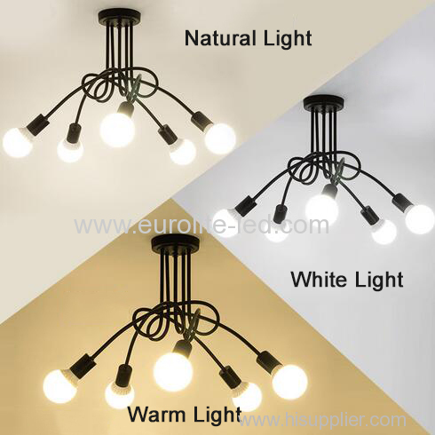 euroliteLED 3Head Black Wrought Iron Ceiling Lamp Creative Personality Spider Chandelier Living Room Bedroom Led Light