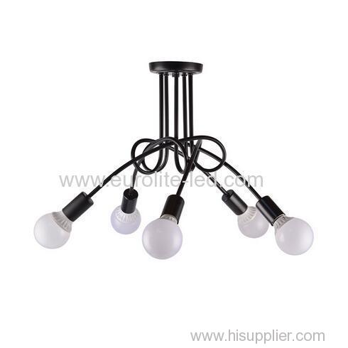 euroliteLED 5Head Black Wrought Iron Ceiling Lamp Creative Personality Spider Chandelier Living Room Bedroom Led Light