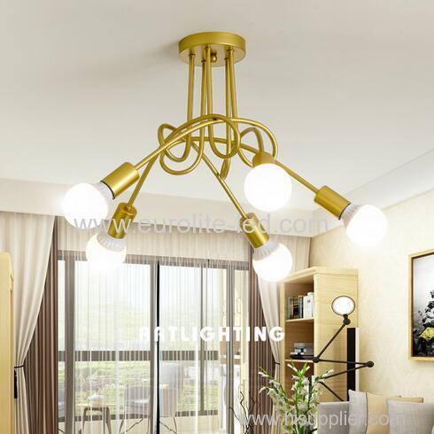 euroliteLED 5Head Gold Wrought Iron Ceiling Lamp Creative Personality Spider Chandelier Living Room Bedroom Led Light