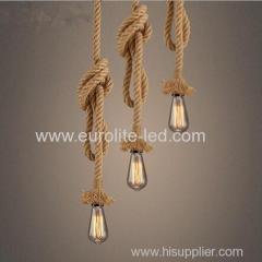 euroliteLED Lighting Retro Single Head Lamp Flax Rope Chandelier Twisted Flaxen Rope Country Style Pendant Lights