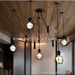 euroliteLED 8 Head Black LED Ceiling Light Creative Pulley