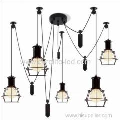 euroliteLED 10 Head Black LED Ceiling Light Creative Pulley