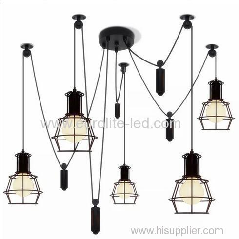 euroliteLED 5 Head Black LED Ceiling Light Creative Pulley