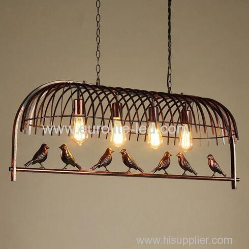 euroliteLED Four Head Bird Cage Chandelier Vintage Loft Metal Ceiling Lamp