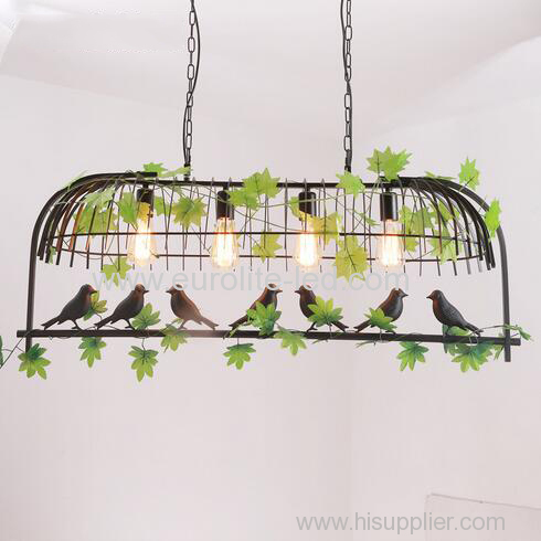 euroliteLED Four Head Black Traditional Birdcage Pendant Lighting Creative Chandelier Vintage Loft Metal Ceiling Lamp