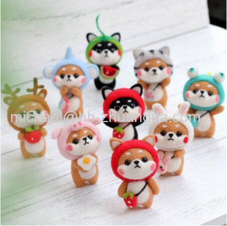 2019 Fashion Custom Dog Doll Wool Felt Craft DIY Non Finished Poked Set Handcraft Kit for Needle Material Bag Pack