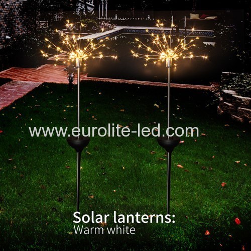 Led Solar Powered Firework Explode Holiday Courtyard Decoration Pin Lamp