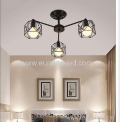 euroliteLED 3 Lights Vintage Chandeliers Multiple Rod Wrought Iron Ceiling Lamp E27 Bulb for Home Lighting Fixtures