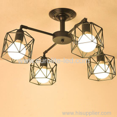 euroliteLED 4 Lights Vintage Chandeliers Multiple Rod Wrought Iron Ceiling Lamp E27 Bulb for Home Lighting Fixtures
