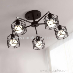 euroliteLED 5 Lights Vintage Chandeliers Multiple Rod Wrought Iron Ceiling Lamp E27 Bulb for Home Lighting Fixtures
