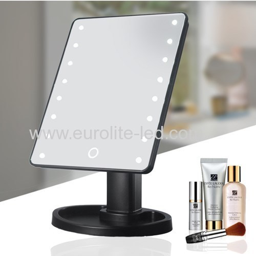 Led Cosmetic Mirror 16 LED Touch Storage Desktop Rotation Mirror Light