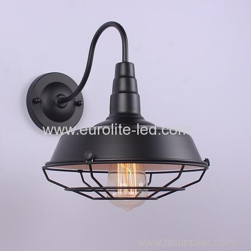 euroliteLED Outer Black Inner White 1-Light Industrial Wall Sconces with Metal Shade Retro Rustic Loft Antique Wall Lamp