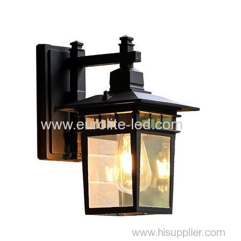 euroliteLED Black Outdoor Wall Sconce Wall Mounted Light Single Light Exterior Wall Lantern with Clear Glass