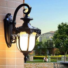 euroliteLED Black Waterproof Outdoor Wall Light Antique Aluminum Metal Gate External Glass Lantern Wall Sconce