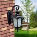 euroliteLED Black Waterproof Outdoor Wall Light Antique Aluminum Metal Gate External Glass Lantern Wall Sconce