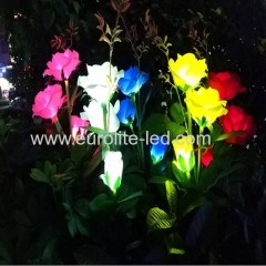 Led Solar Powered Three Roses Outdoor Plug Street Garden Decoration Light