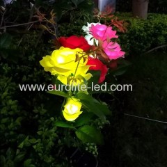 Led Solar Powered Three Roses Outdoor Plug Street Garden Decoration Light