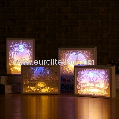 Led Paper Carving Romantic Frame Soft Holiday Room Decoration Light Night