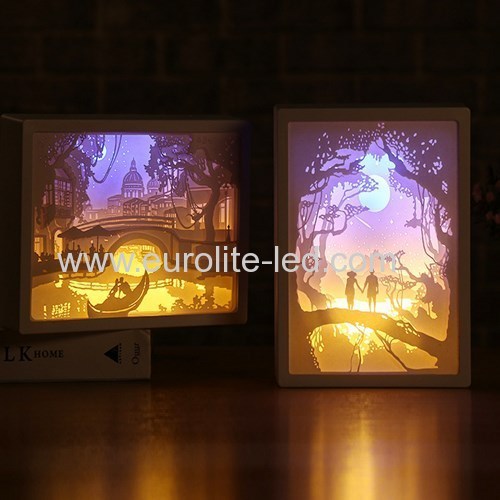 Led Paper Carving Romantic Frame Soft Holiday Room Decoration Light Night