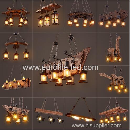 euroliteLED Novely Pendant Light Iron Glass Wood LOFT Retro Industrial Chandeliers(Candle chandelier)