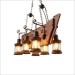 euroliteLED Novely Pendant Light Iron Glass Wood LOFT Retro Industrial Chandeliers(Semicircle Shape)