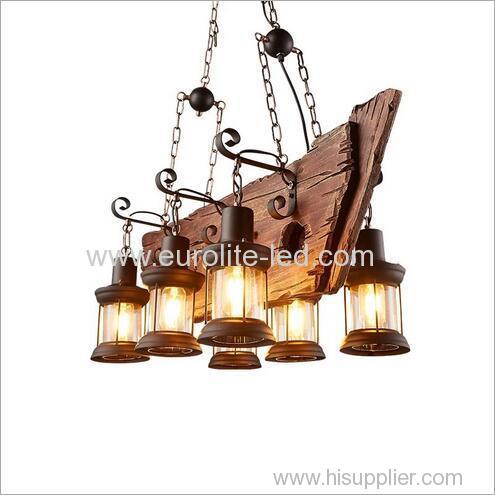 euroliteLED Novely Pendant Light Iron Glass Wood LOFT Retro Industrial Chandeliers(Wheel Shape)